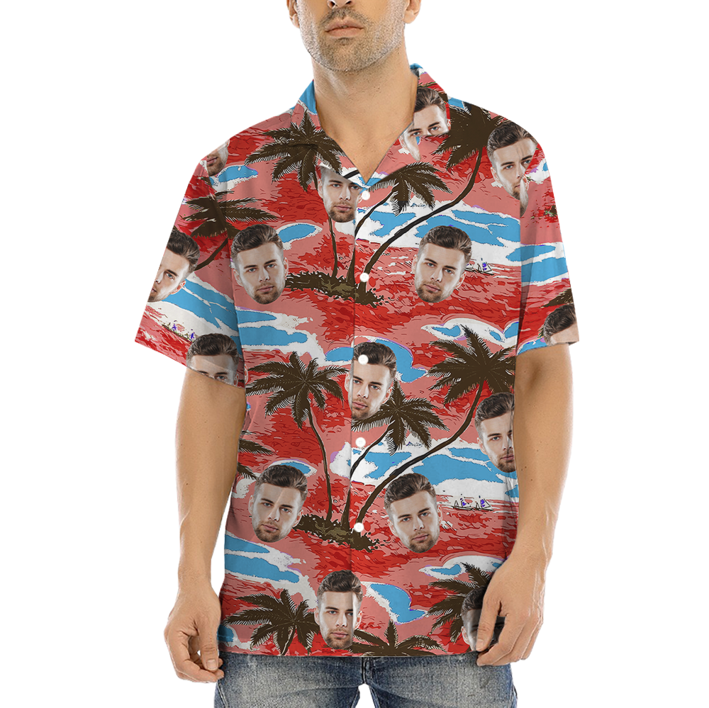 Palm Tree Tropical Aloha Shirt With Custom Face - variant image 1