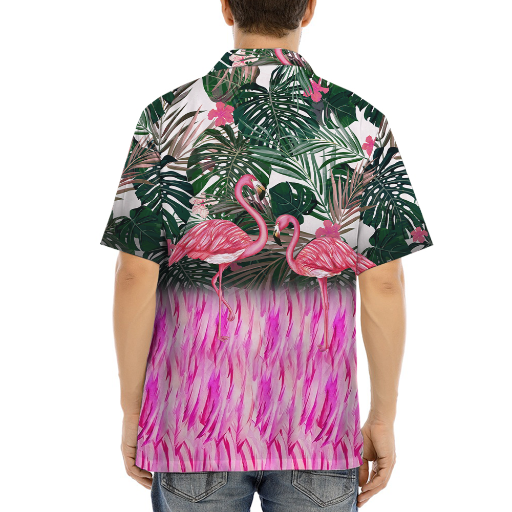 Flamingo Tropical Hawaiian Button Up Shirt