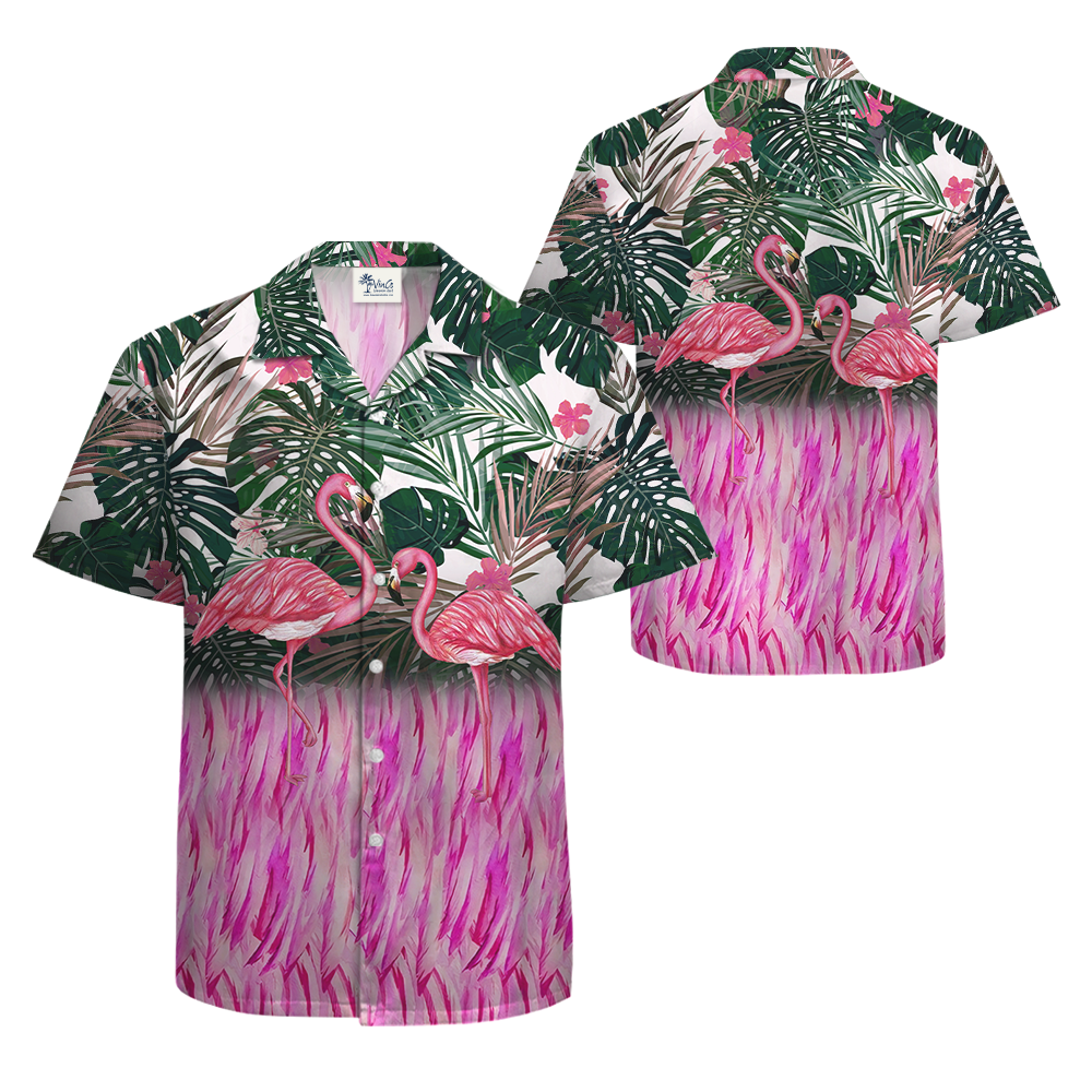 Flamingo Tropical Hawaiian Button Up Shirt