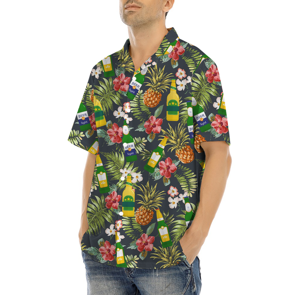Floral Pineapple Beer Hawaiian Shirt