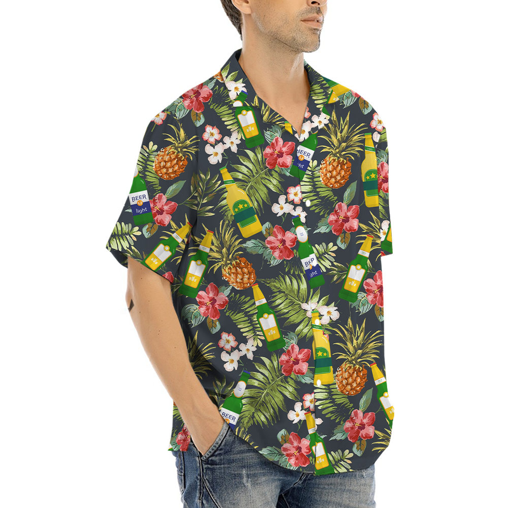 Floral Pineapple Beer Hawaiian Shirt