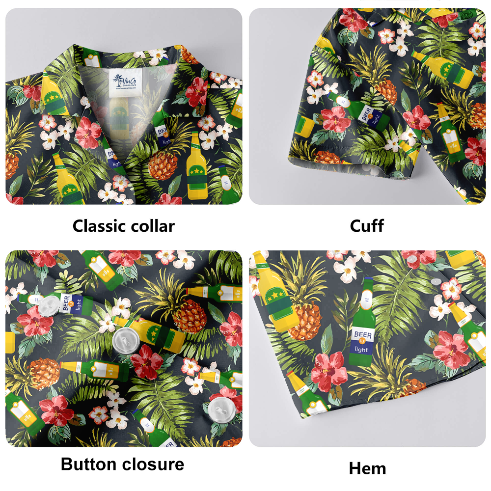 Floral Pineapple Beer Hawaiian Shirt