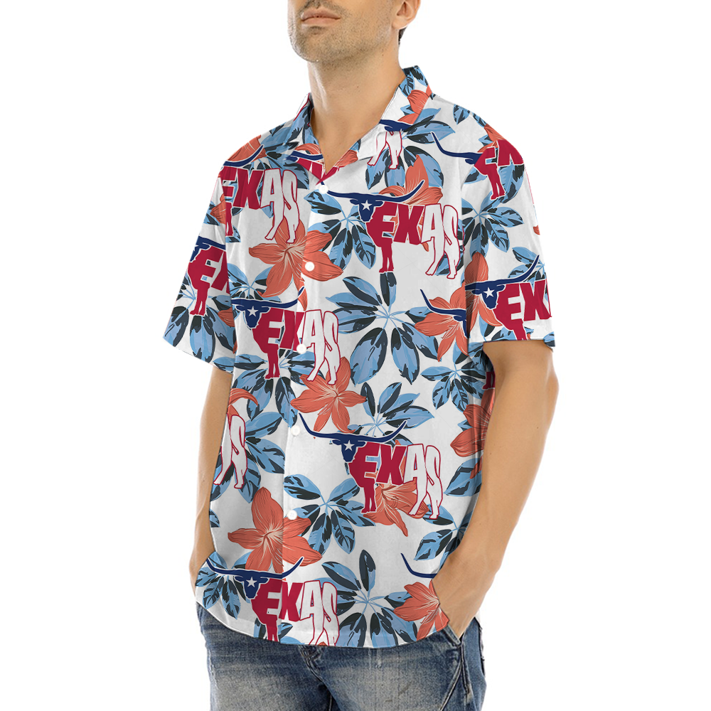 Texas Cow Floral Hawaiian Shirt