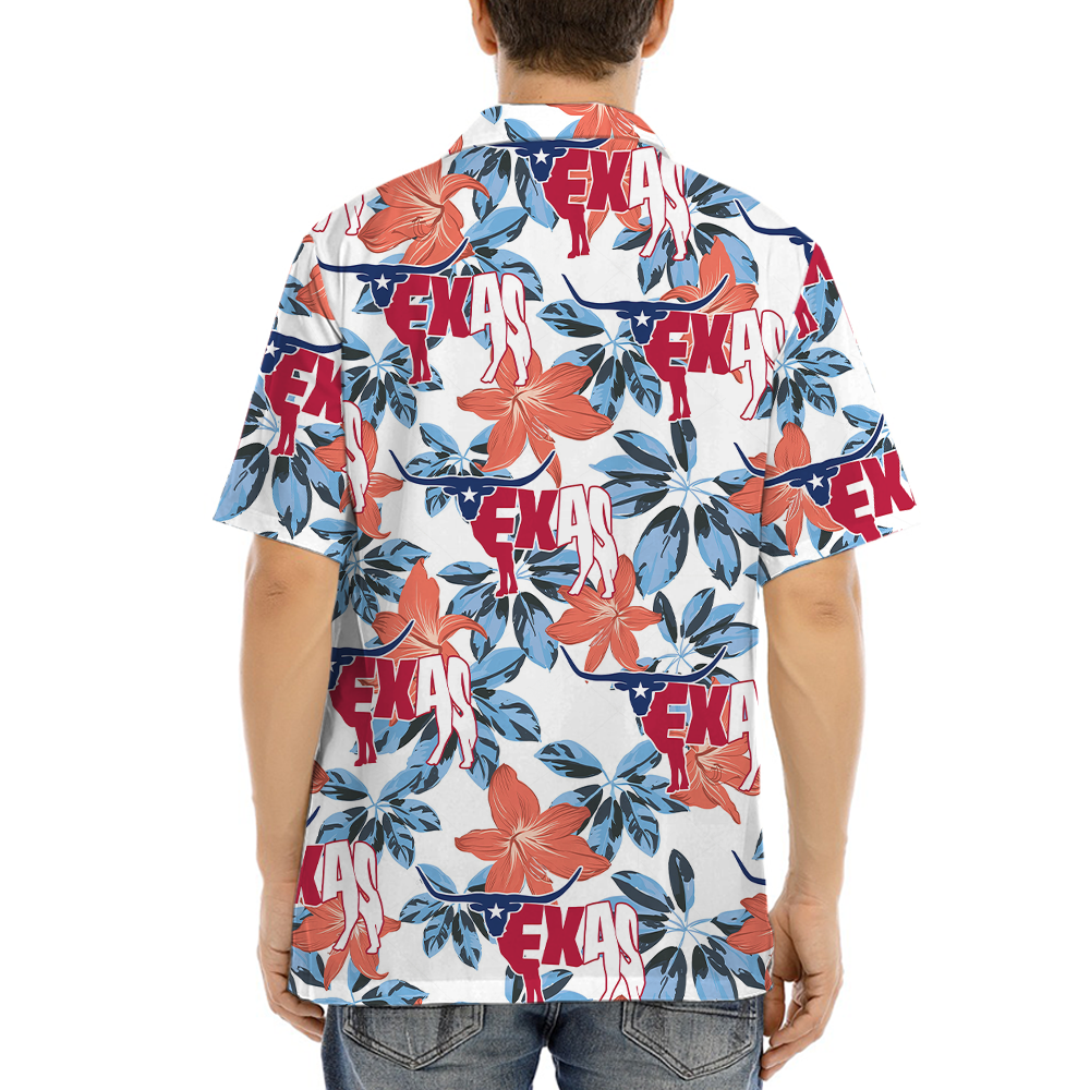 Texas Cow Floral Hawaiian Shirt
