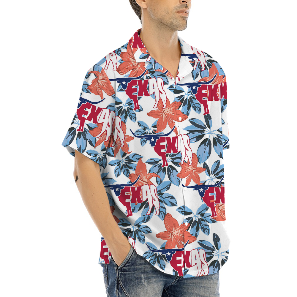 Texas Cow Floral Hawaiian Shirt