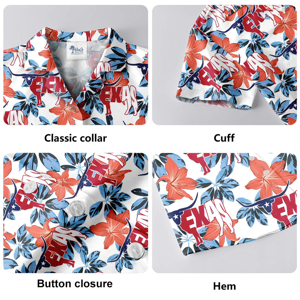 Texas Cow Floral Hawaiian Shirt
