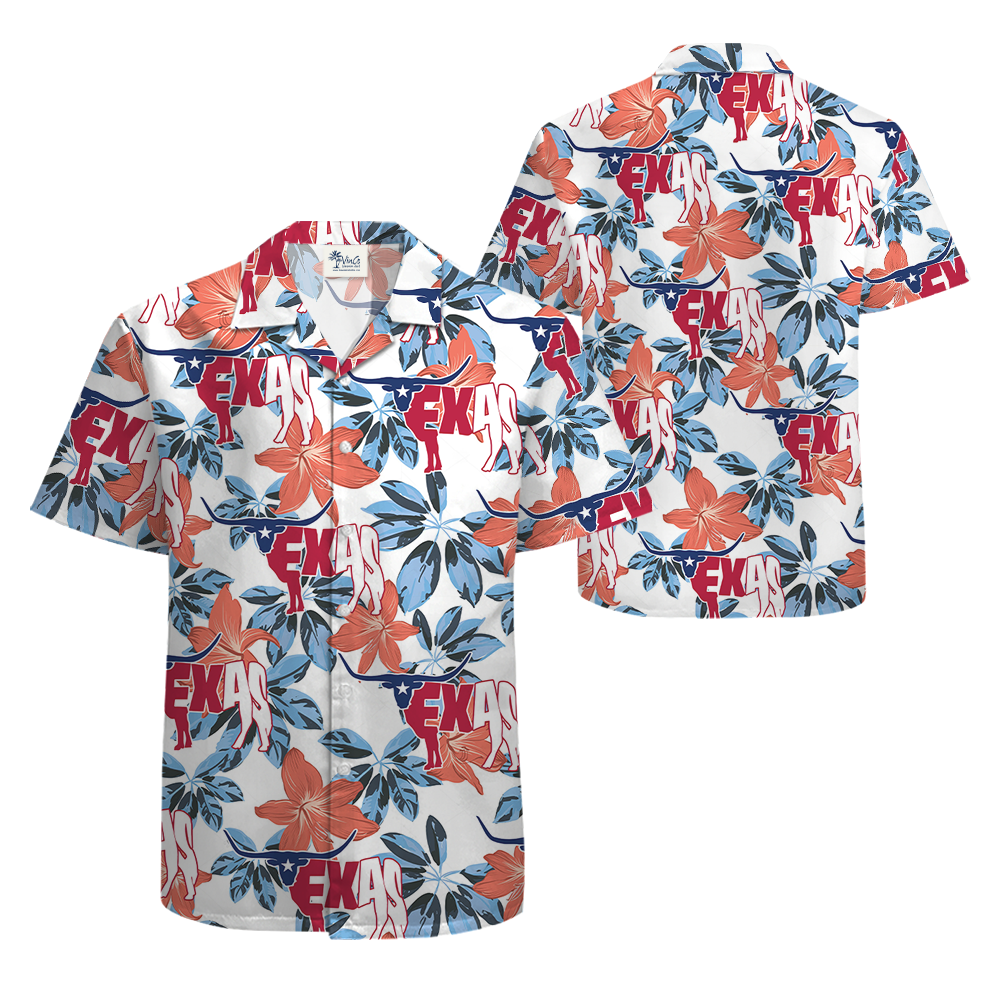 Texas Cow Floral Hawaiian Shirt
