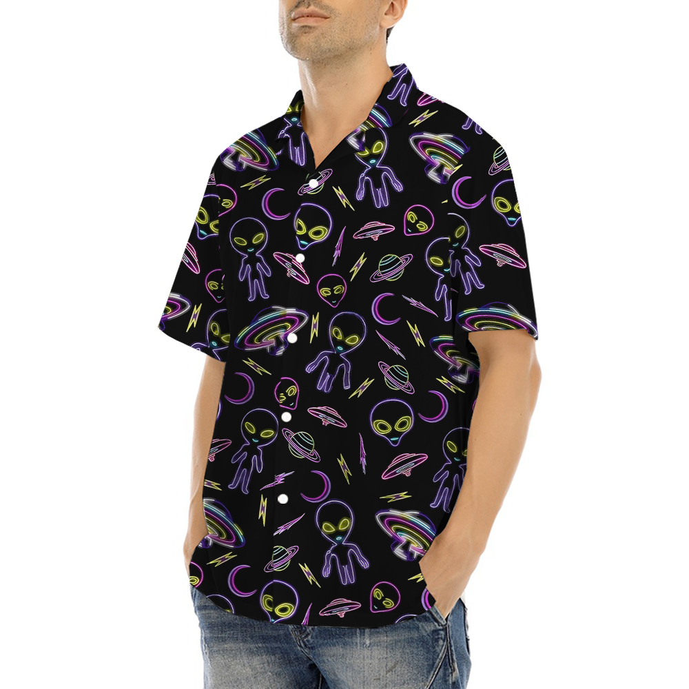 Alien Neon Light Hawaiian Shirt