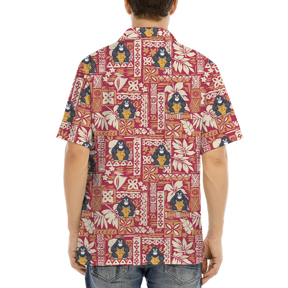 Tiki Bigfoot Red Hawaiian Shirt