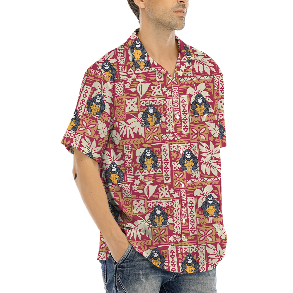Tiki Bigfoot Red Hawaiian Shirt