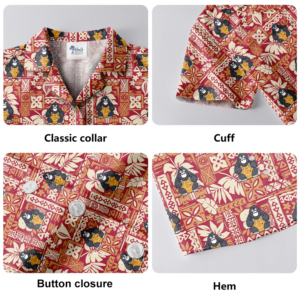 Tiki Bigfoot Red Hawaiian Shirt
