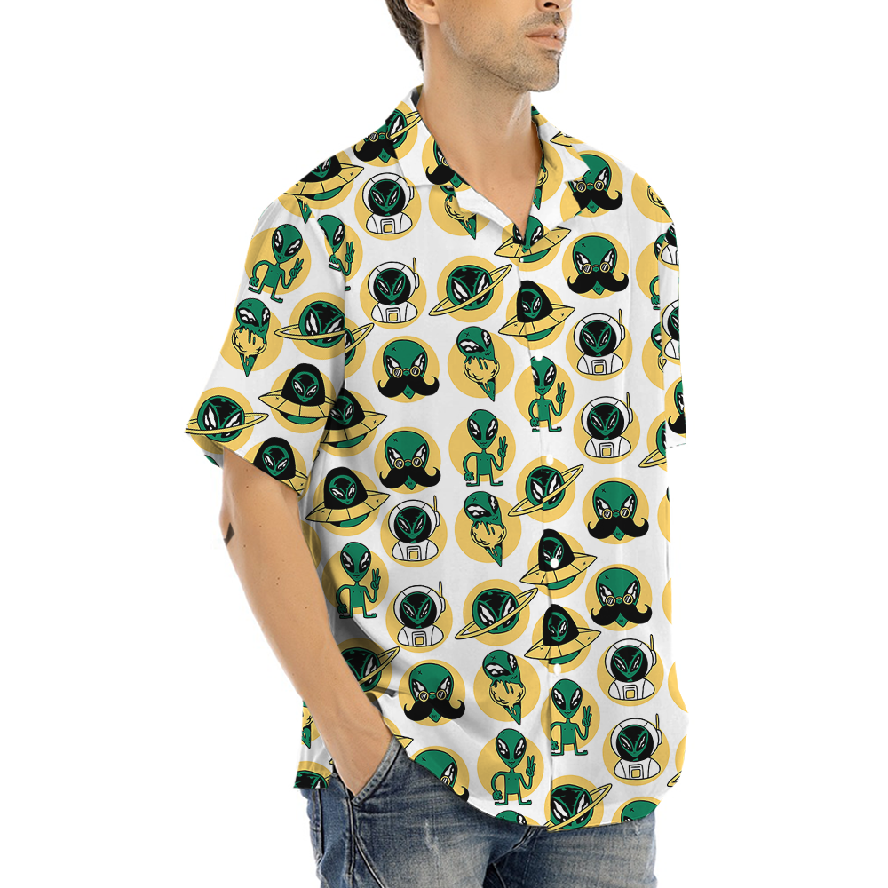 Cute Alien Hawaiian Button Up Shirt