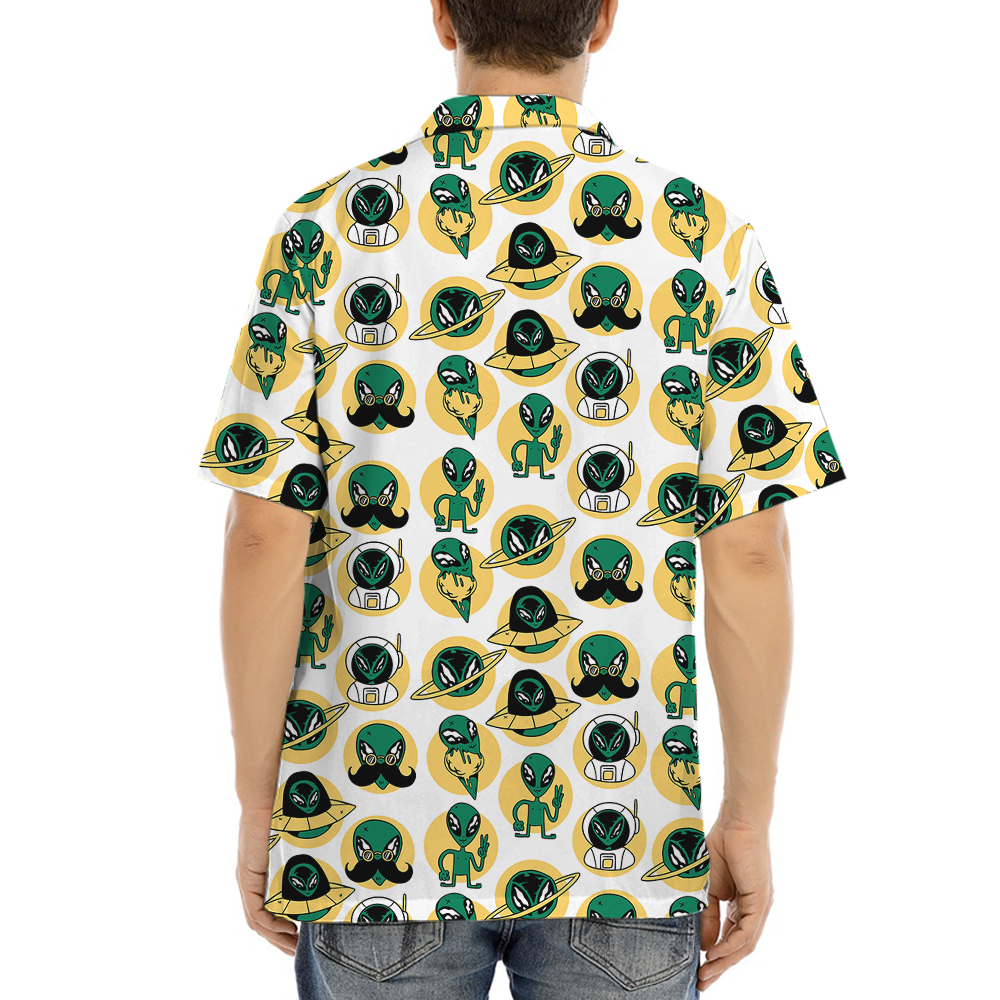 Cute Alien Hawaiian Button Up Shirt