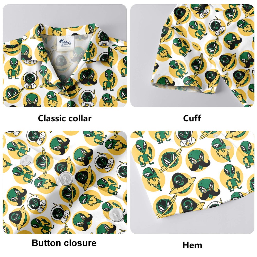 Cute Alien Hawaiian Button Up Shirt