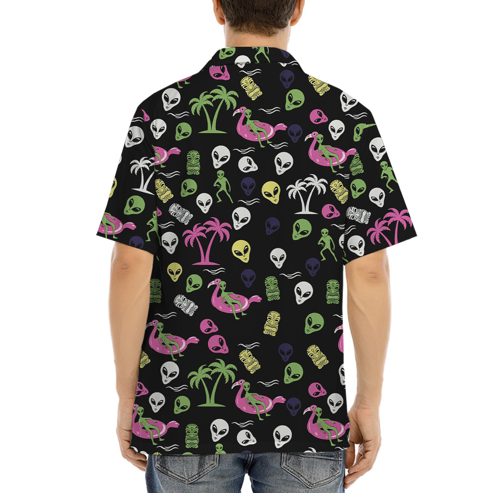 Classic Alien Tiki Black Hawaiian Shirt