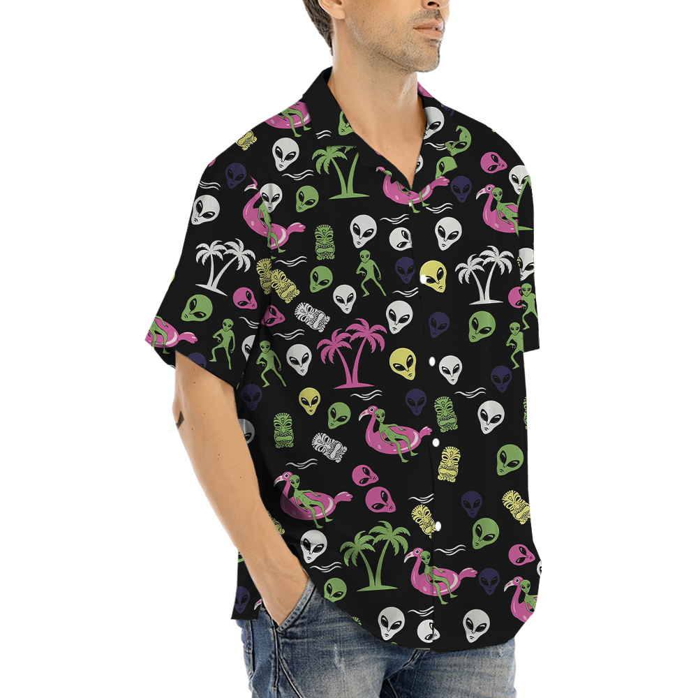 Classic Alien Tiki Black Hawaiian Shirt