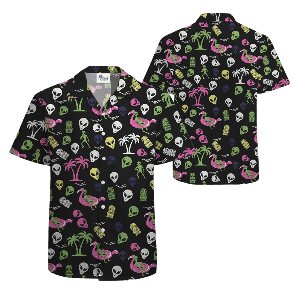 Classic Alien Tiki Black Hawaiian Shirt