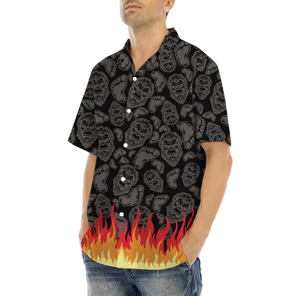 Cool Bigfoot Black Hawaiian Shirt