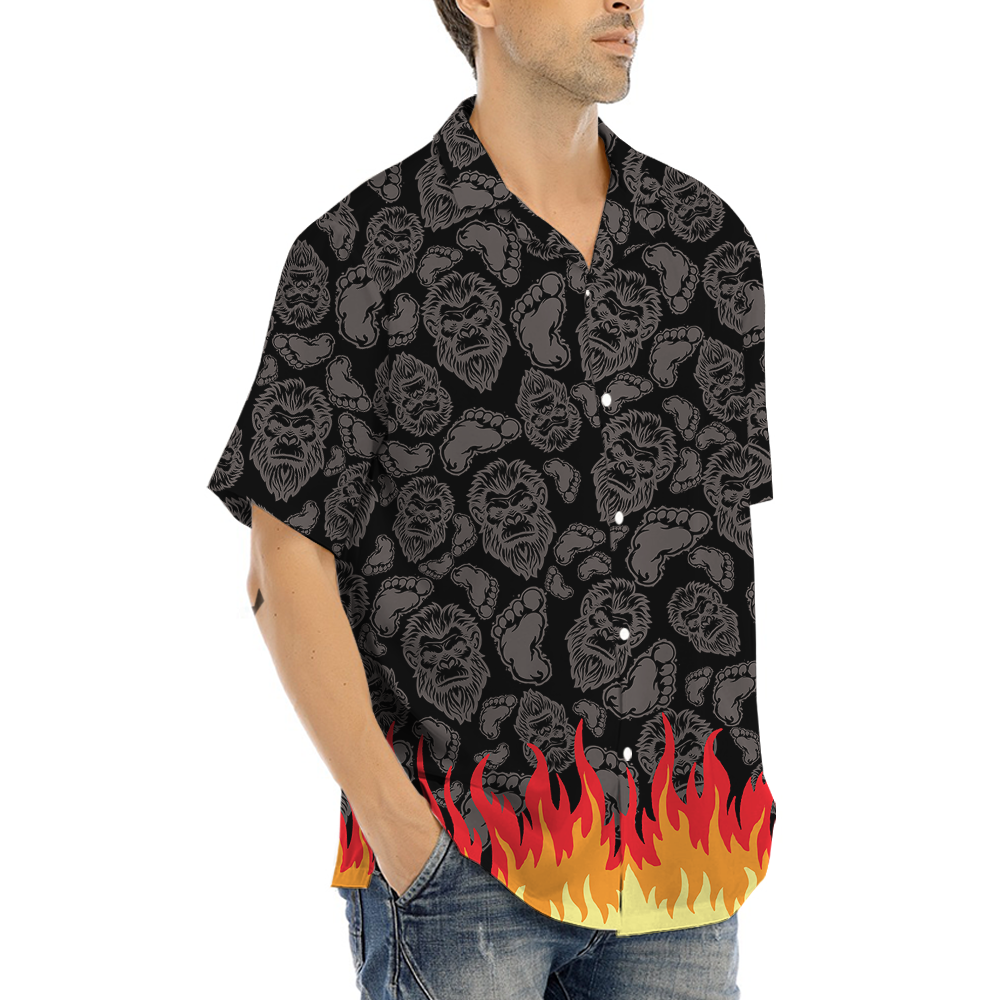 Cool Bigfoot Black Hawaiian Shirt