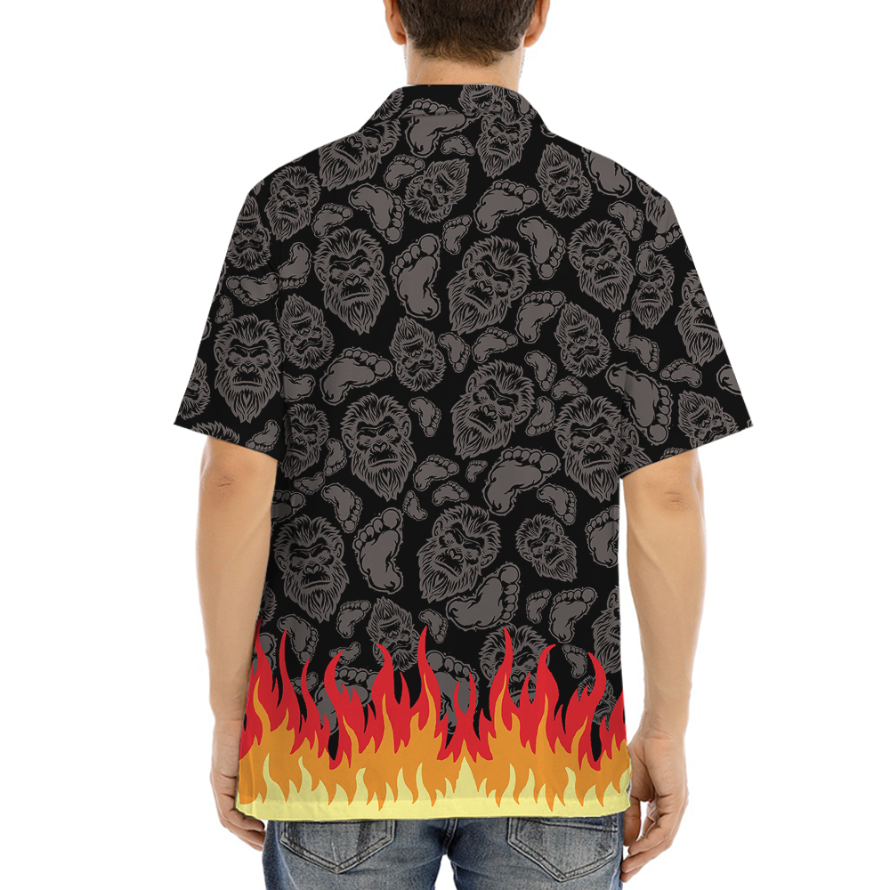 Cool Bigfoot Black Hawaiian Shirt