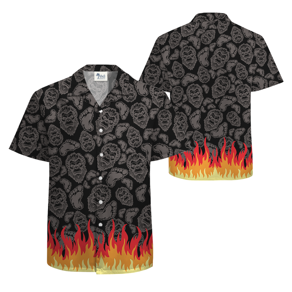 Cool Bigfoot Black Hawaiian Shirt