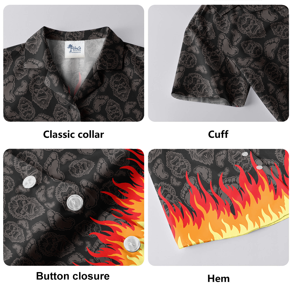 Cool Bigfoot Black Hawaiian Shirt