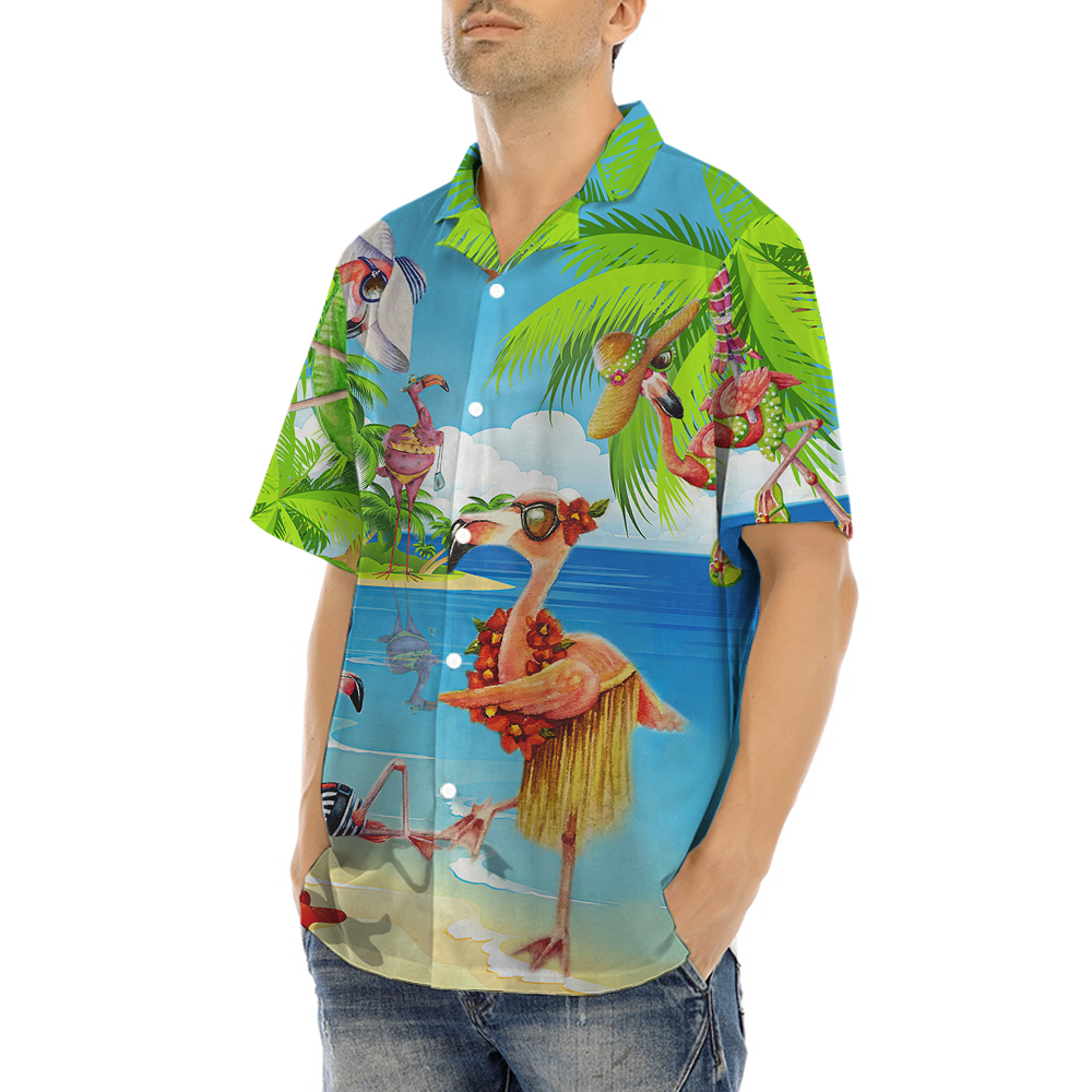 Funny Bikini Flamingo Hawaiian Shirt