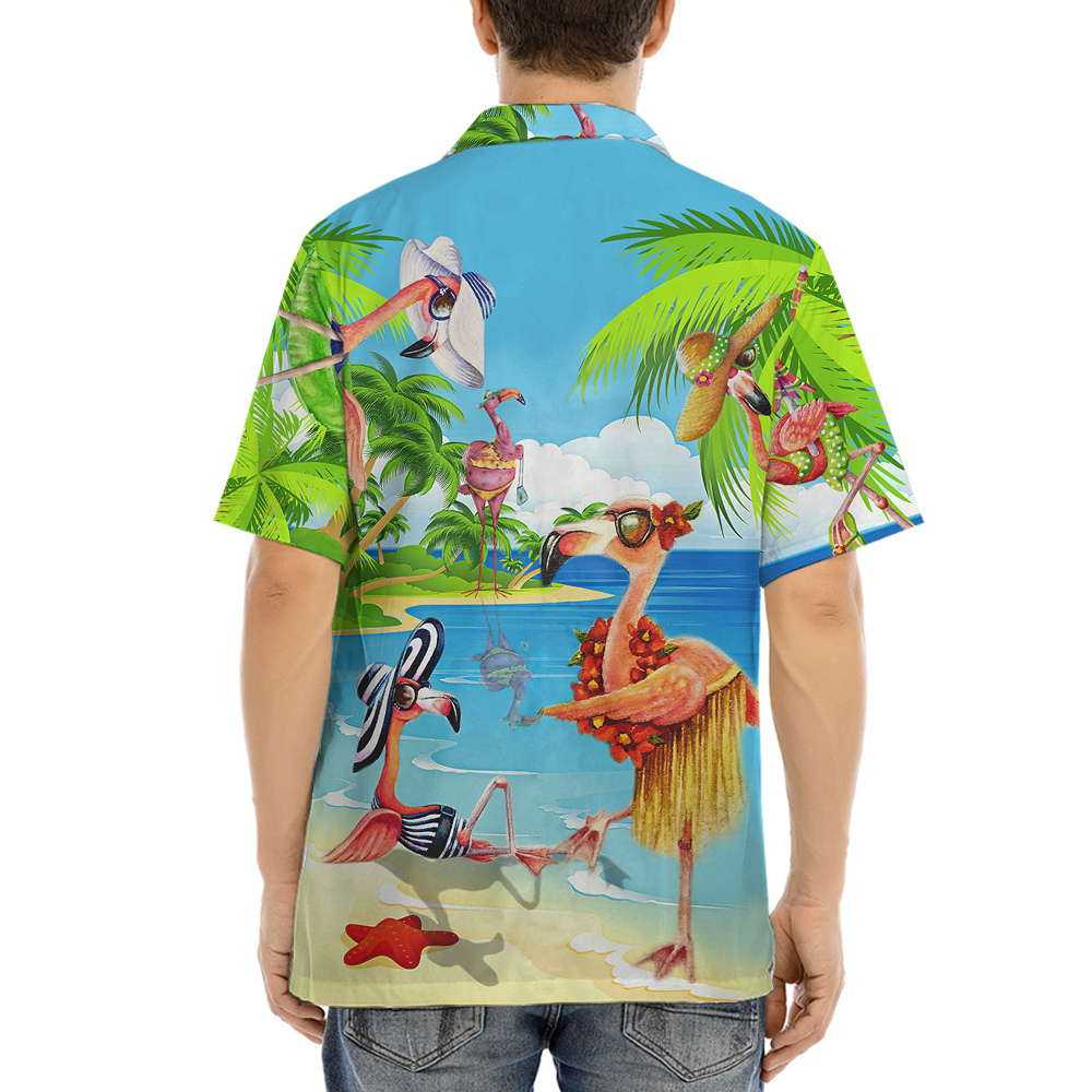 Funny Bikini Flamingo Hawaiian Shirt