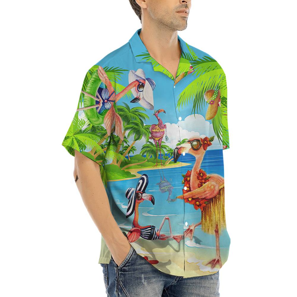 Funny Bikini Flamingo Hawaiian Shirt
