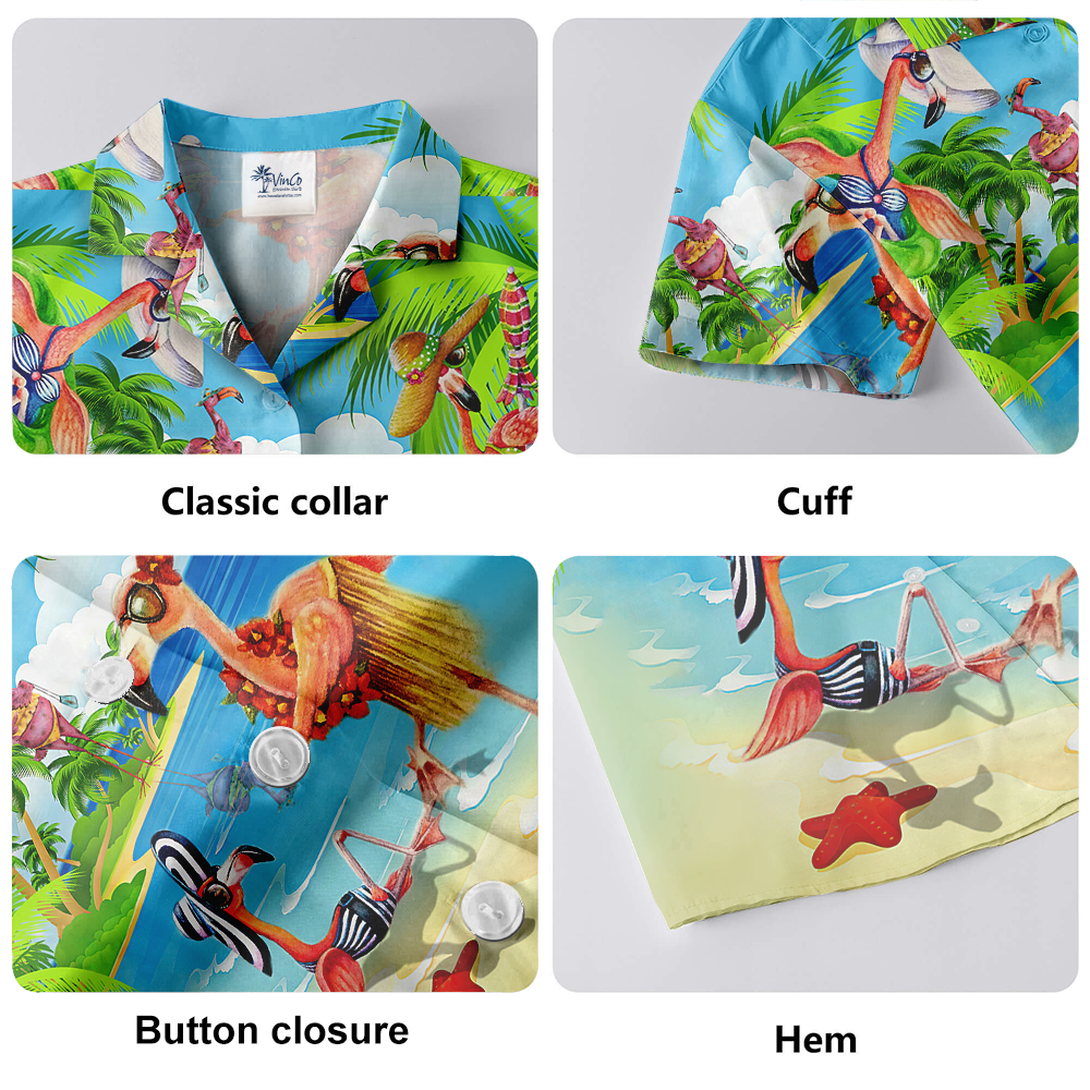 Funny Bikini Flamingo Hawaiian Shirt