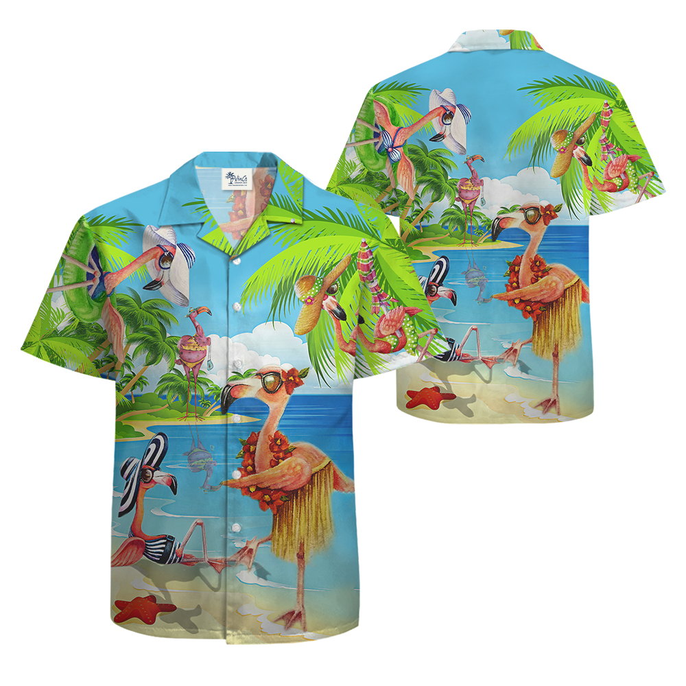 Funny Bikini Flamingo Hawaiian Shirt