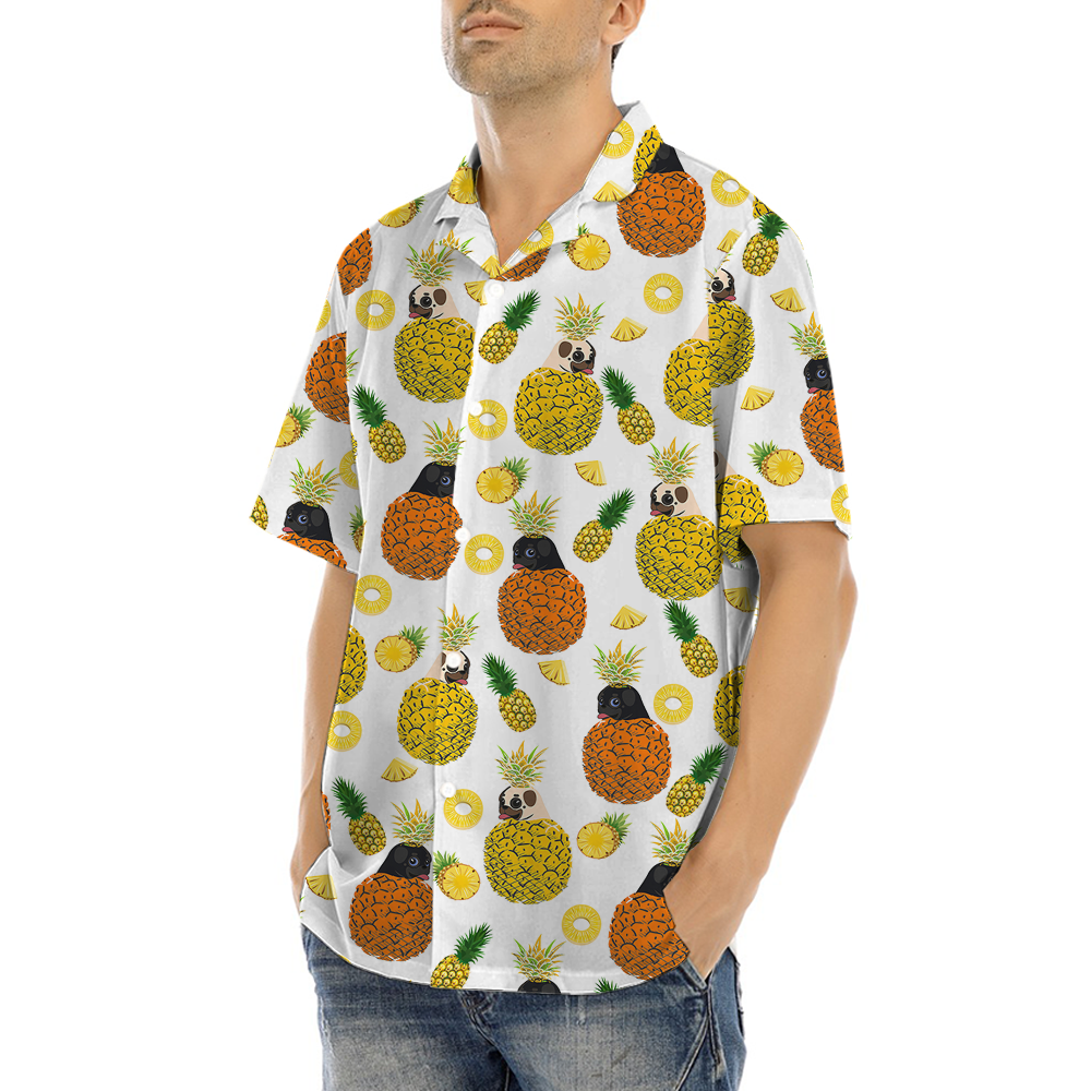 Cute Pug Dog Pineapple Hawaiian Shirt