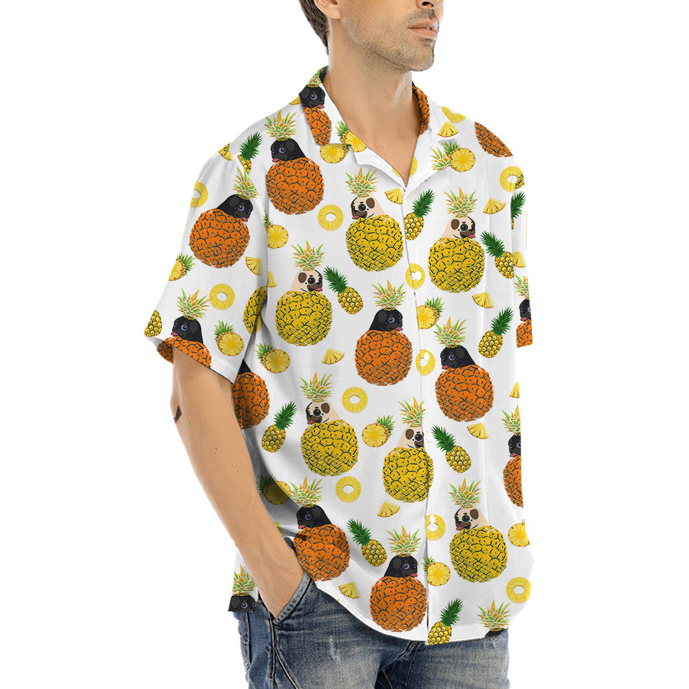 Cute Pug Dog Pineapple Hawaiian Shirt