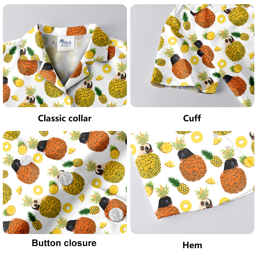 Cute Pug Dog Pineapple Hawaiian Shirt