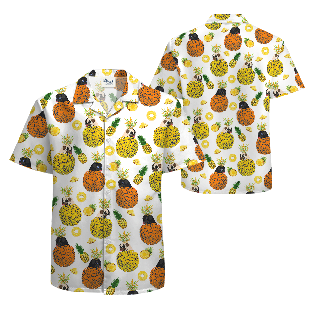 Cute Pug Dog Pineapple Hawaiian Shirt