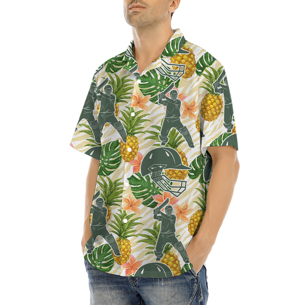 Baseball Player Pineapple Tropical Hawaiian Shirt