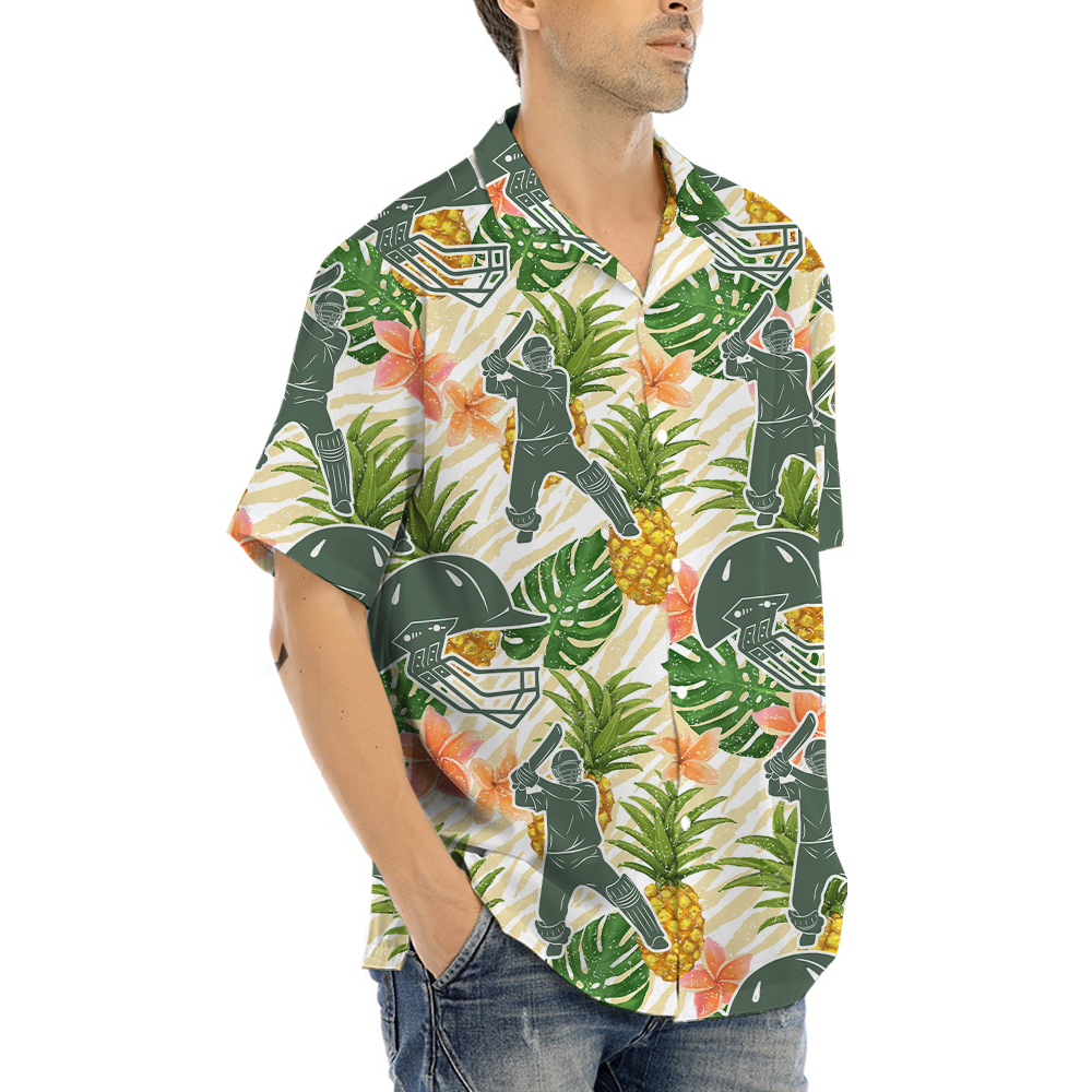 Baseball Player Pineapple Tropical Hawaiian Shirt