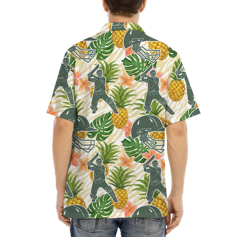 Baseball Player Pineapple Tropical Hawaiian Shirt