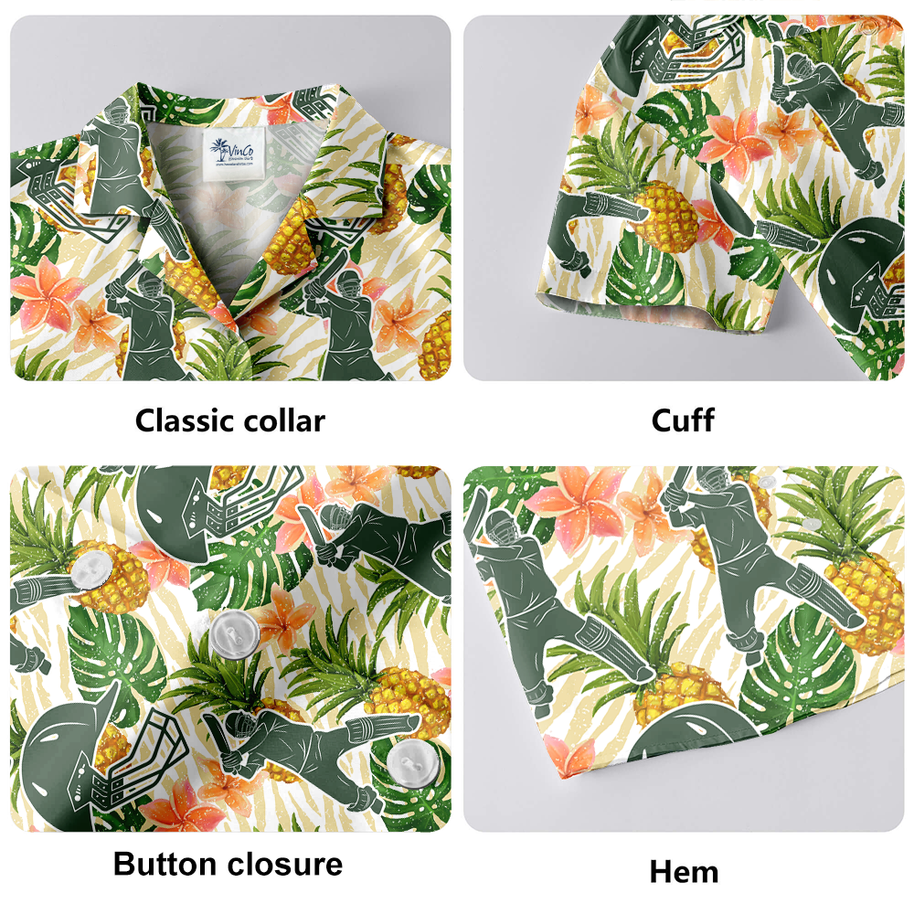 Baseball Player Pineapple Tropical Hawaiian Shirt