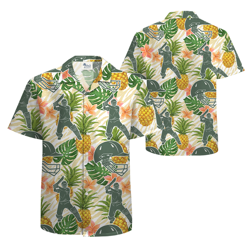 Baseball Player Pineapple Tropical Hawaiian Shirt