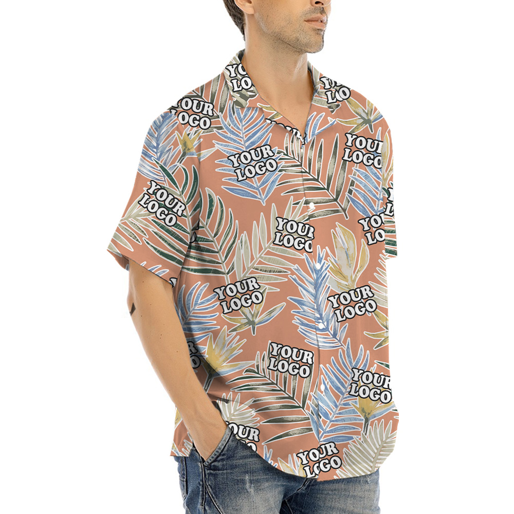 Pink Leaves Theme Hula Shirt Custom 1-5 Pictures