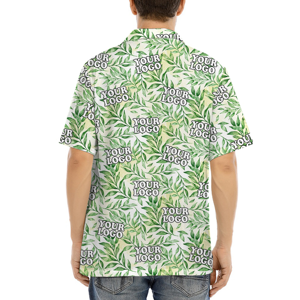 Green Leaves Motif Tropical Button Up Shirt Custom Picture