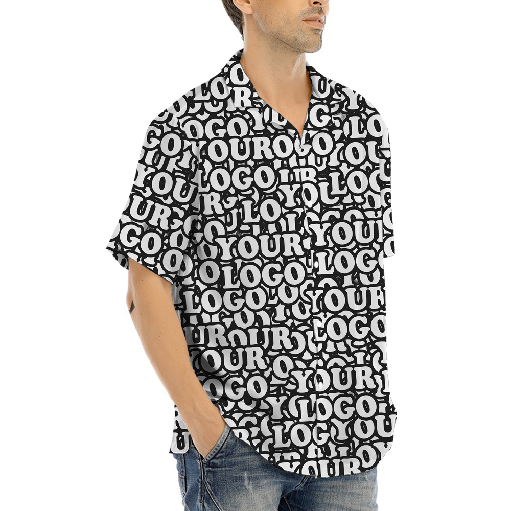 Full Custom Logo Hawaiian Button Up Shirt