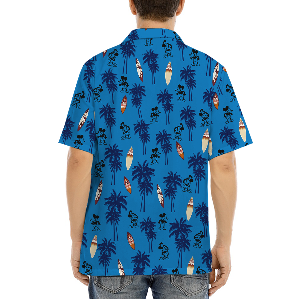 Steamboat Willie Mickey Surfing Navy Hawaiian Shirt