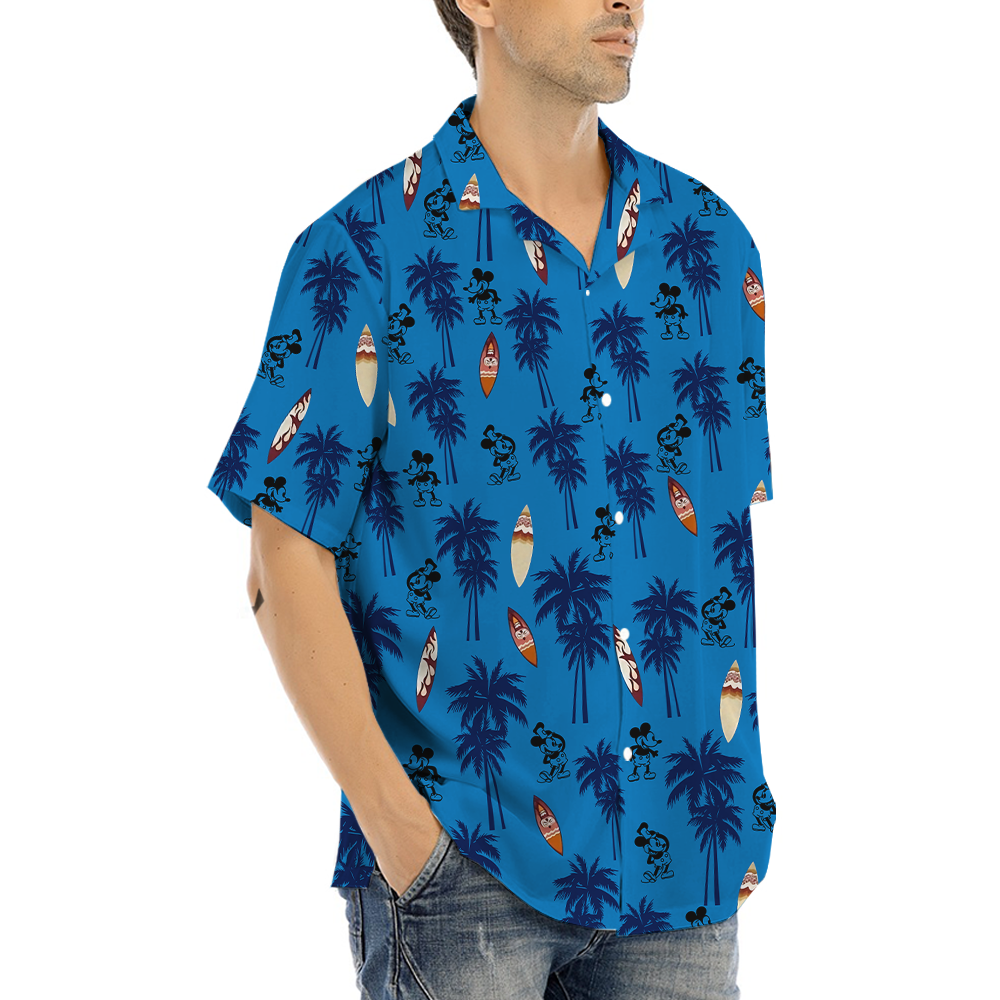 Steamboat Willie Mickey Surfing Navy Hawaiian Shirt