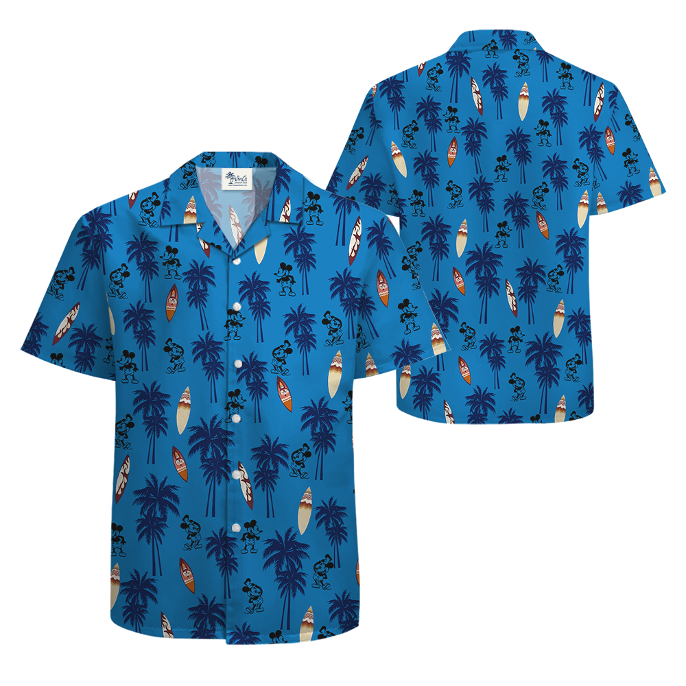 Steamboat Willie Mickey Surfing Navy Hawaiian Shirt