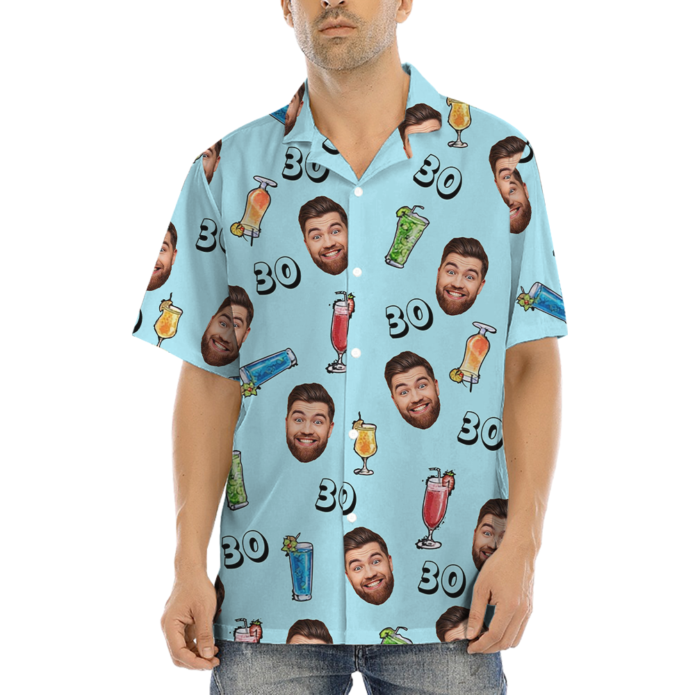 Custom Face Birthday And Age Aloha Shirt