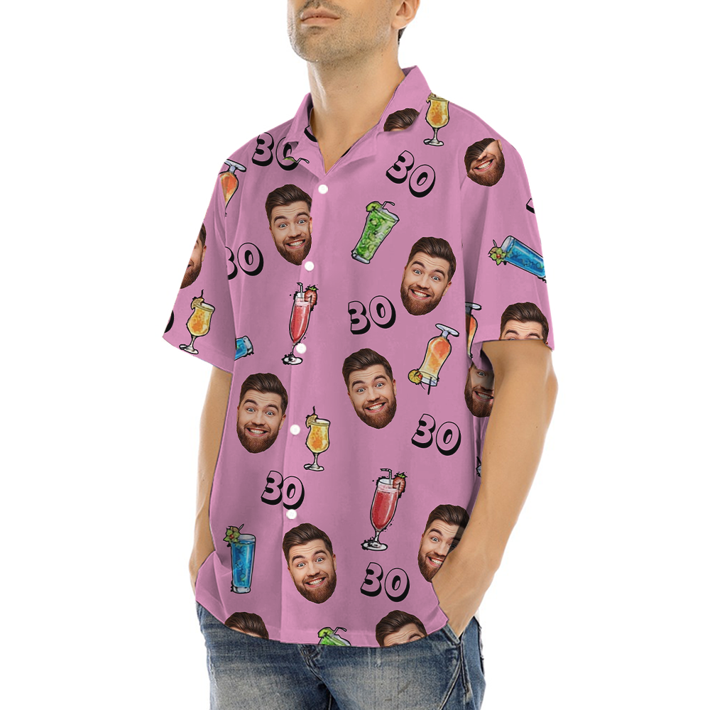 Custom Face Birthday And Age Aloha Shirt