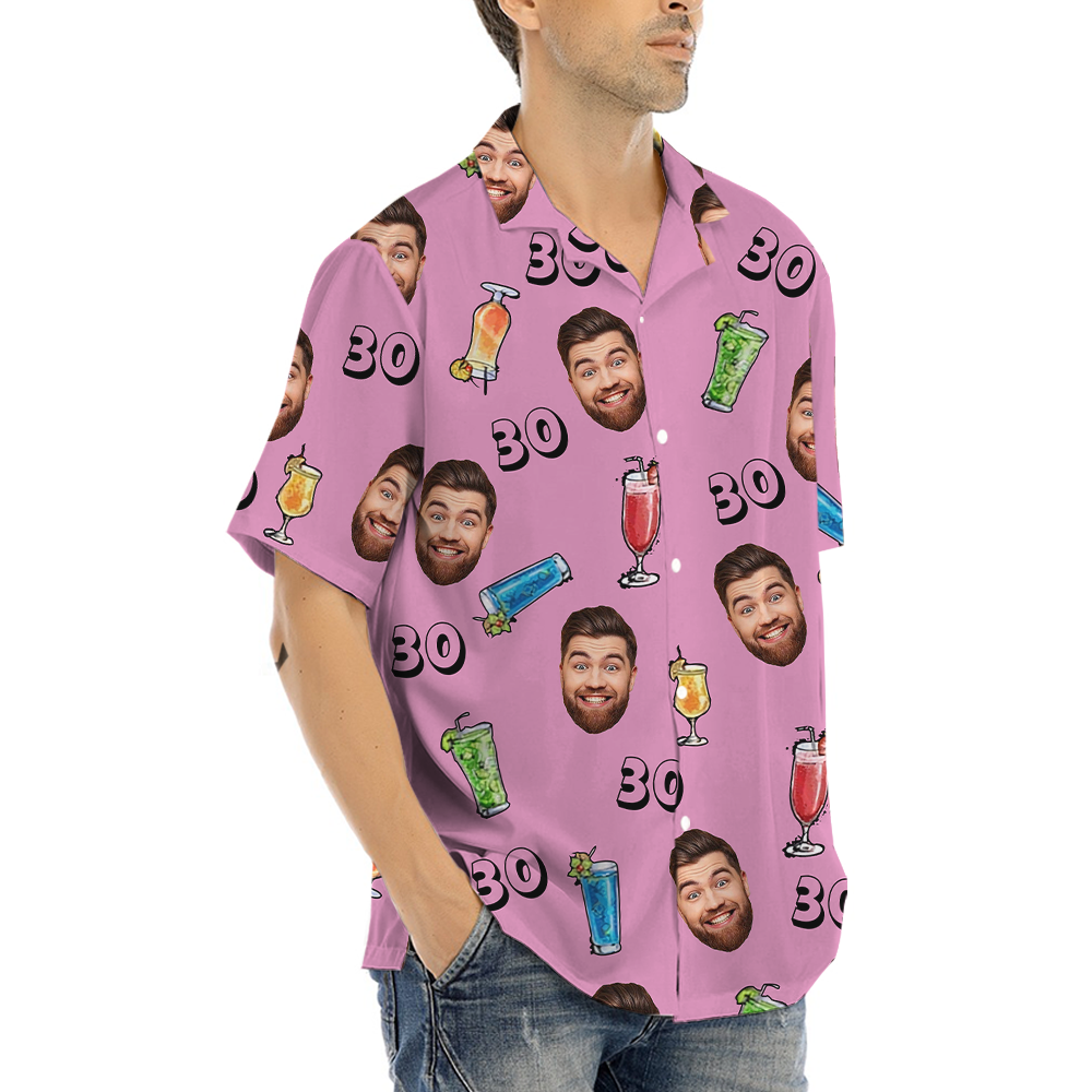 Custom Face Birthday And Age Aloha Shirt
