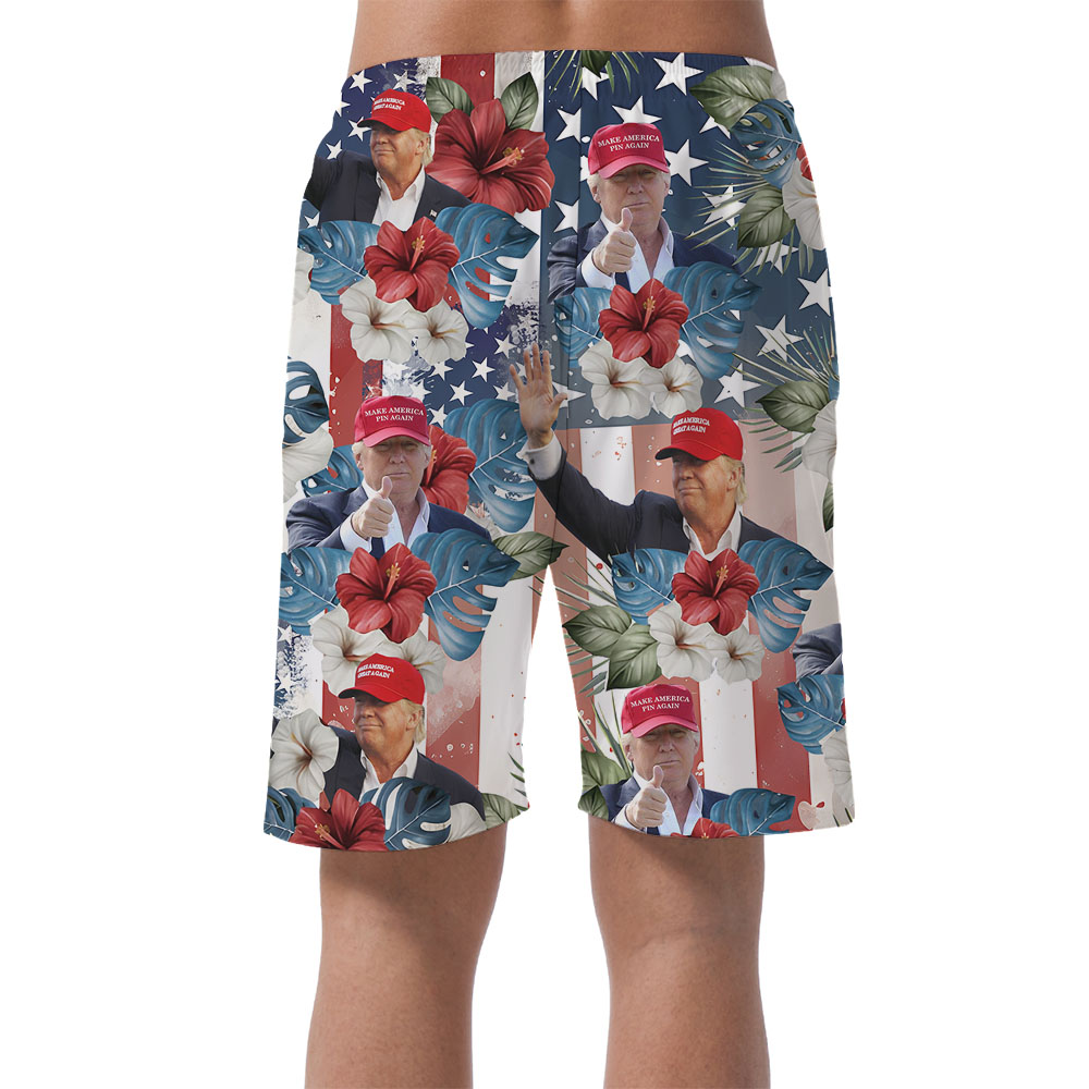 American Men's Aloha Romper With Donald Trump